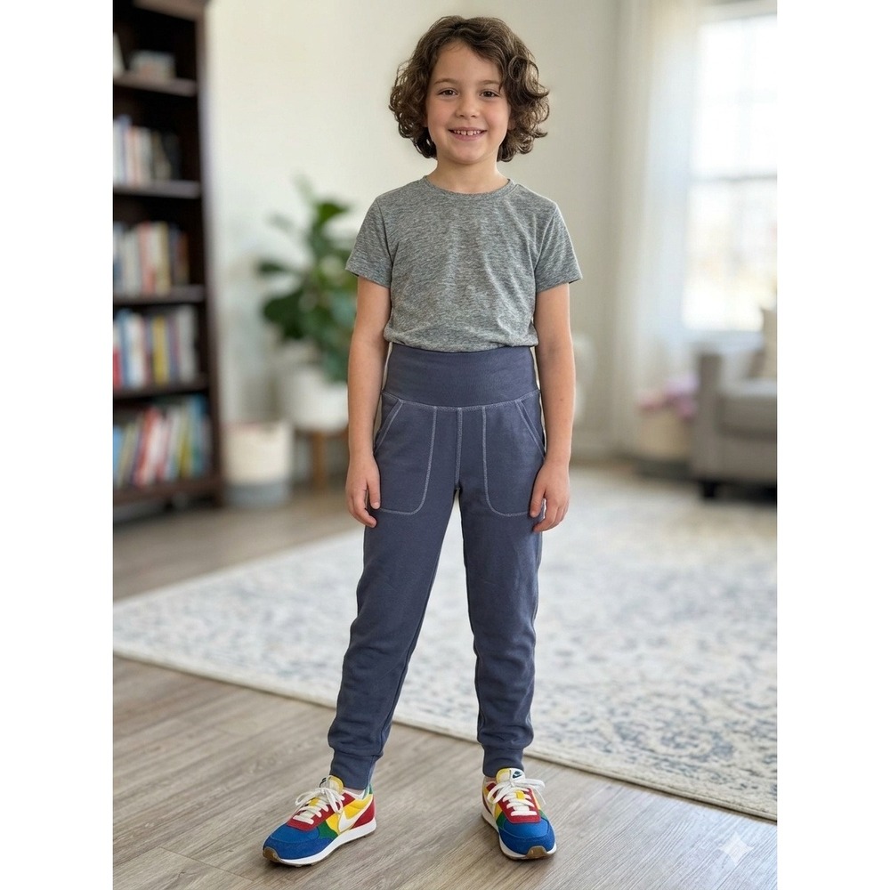 DSG Girls Performance High Rise Jogger Pants Blue Grey Size S 8-9 NWT